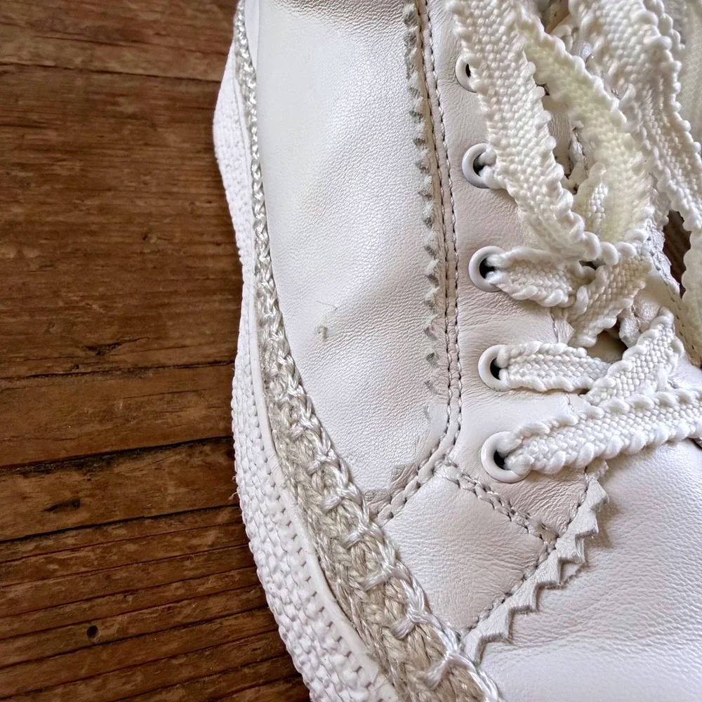 Dolce Vita Platform Sneakers Women 7.5 White Leather Crochet Trim